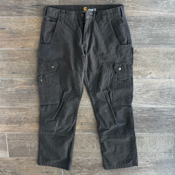 CARHARTT RELAXED STRAIGHT RIPSTOP DOUBLE-FRONT CARGO PANTS BROWN #: B342-DFE 31x - Picture 3 of 8